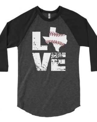 love texas baseball new3/4 sleeve raglan shirt