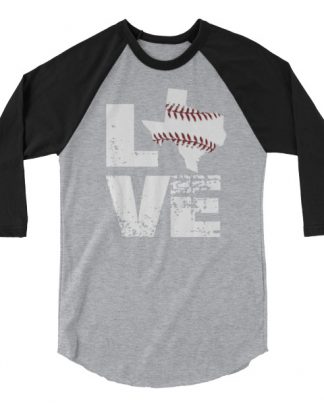 love texas baseball 3/4 sleeve raglan shirt
