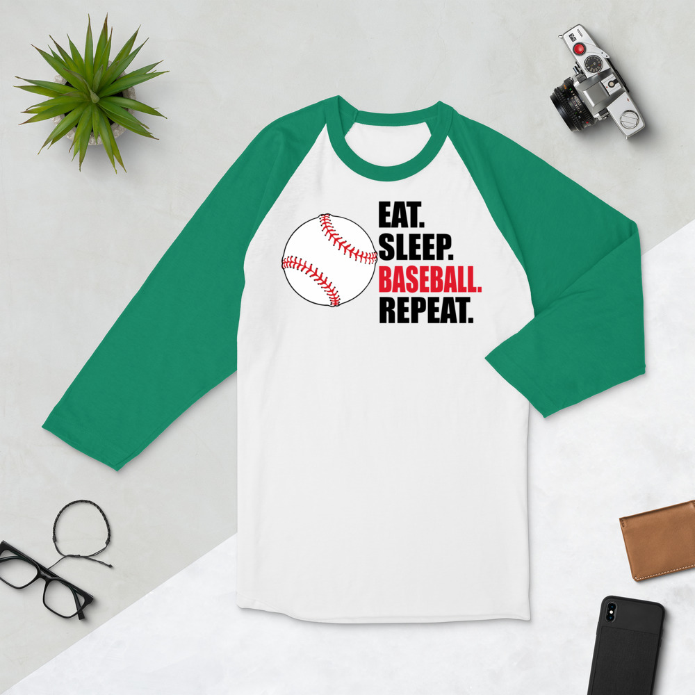 eat sleep baseball repeat 3/4 sleeve raglan shirt eat sleep baseball repeat 3/4 sleeve raglan shirt - Image 7