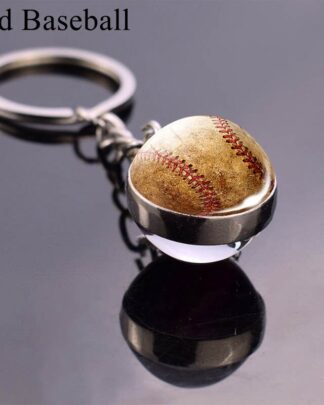 Glass Ball Keychain Baseball  Key Chains Ball Keyring Fashion Jewelry