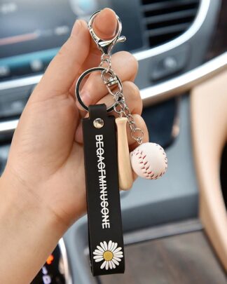 Mini Three-piece Baseball Glove Wooden Bat Keychains Sports Car Key Chain Key Ring Gift for Man Women Keychain Accessories