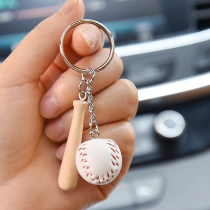 Mini Three-piece Baseball Glove Wooden Bat Keychains Sports Car Key Chain Key Ring Gift for Man Women Keychain Accessories