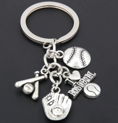 1PC I Love Baseball With Soccer Shoes Keychains For Car Purse Bag Cowboy Gift Clover Charms Keyrings