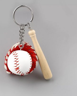 Three-piece Baseball Glove Wooden Bat Keychains Sports Car Key Chain Key Ring Gift for Man Women Keychain Accessories