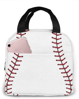 Baseball Lace Sport Insulated Lunch Bag Portable Thermal Cooler Box Reusable Picnic Tote Bento Bag For Men Women Kids Work