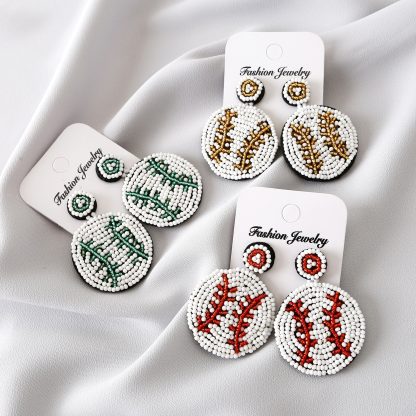 Take Me Out to the Ballgame/Beaded Baseball Earrings Seedbead Designs Sports Southern Sportswear Jewelry for Cheer Leader Ball