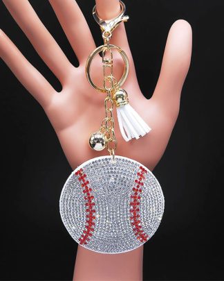 Cute Baseball Tennis Ball Souvenir Crystal Key Chains for Bag Alloy Tassel Car Keychain Accessories Sport Fan Jewelry Gift
