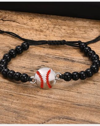 Baseball Charm Bracelets for Men Women, Game Lover Wristband, Adjustable Braided Nylon Rope Chain, Gift to Son Husband