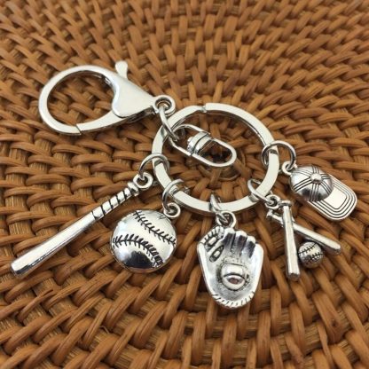 Creative New I Love Baseball Keychain Baseball Glove Hat Baseball Bat Keyring Baseball Pendant Sports Jewelry Keychain