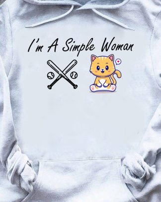 im a simple woman baseball cat shirt