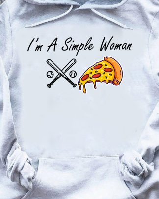 im a simple woman baseball pizza shirt