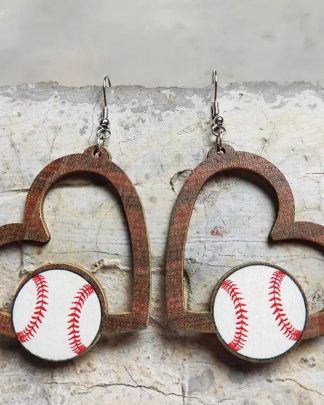 Handmade Wooden Teardrop Baseball Earrings Cricut Design Baseball Sports Earrings Game