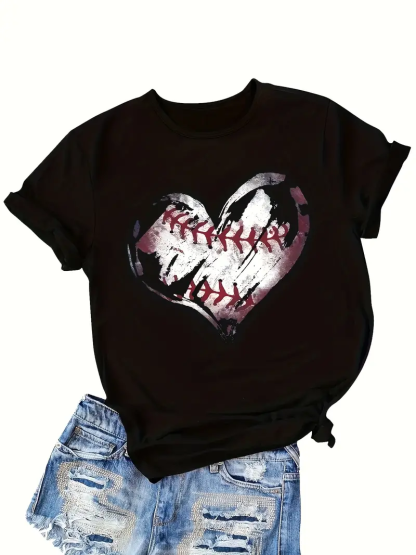 Baseball Mom Shirt Mom Baseball Lover Shirt Mother's Day Shirt Valentines Fashion Cute Love Heart T-shirt fashion sport