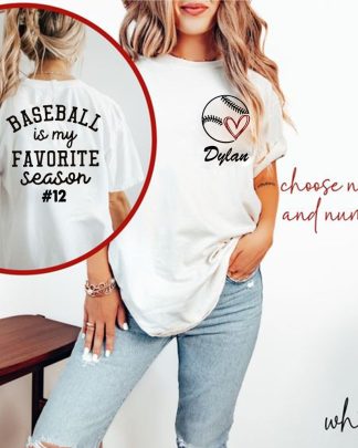 Custom Baseball Mom Shirt Comfort Colors, Baseball Girlfriend Shirt, Baseball Is My Favorite Season Tee, Personalized Baseball Number Tshirt