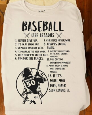 Baseball Life Lessons Graphic Shirt, Inspirational Sports Tee for Players & Fans, Sweatshirt & Hoodie Long Sleeve