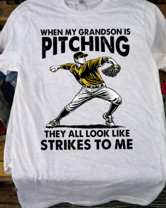 Funny Baseball GrandmaGrandpa Shirt - They All Look Like Strikes To Me Tee, Sweatshirt & Hoodie Long Sleeve