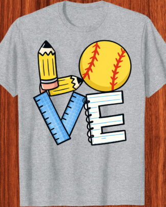 Cute School Softball Love Yellow Pencil Notebook Teacher Gift Shirt, Tee, Sweatshirt & Hoodie long sleeve