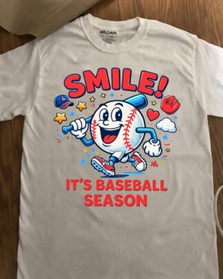 Smile It's Baseball Season Shirt, Funny Baseball Tee, Cute Baseball Lover Gift, Baseball Fan Sweatshirt, Hoodie, Long Sleeve
